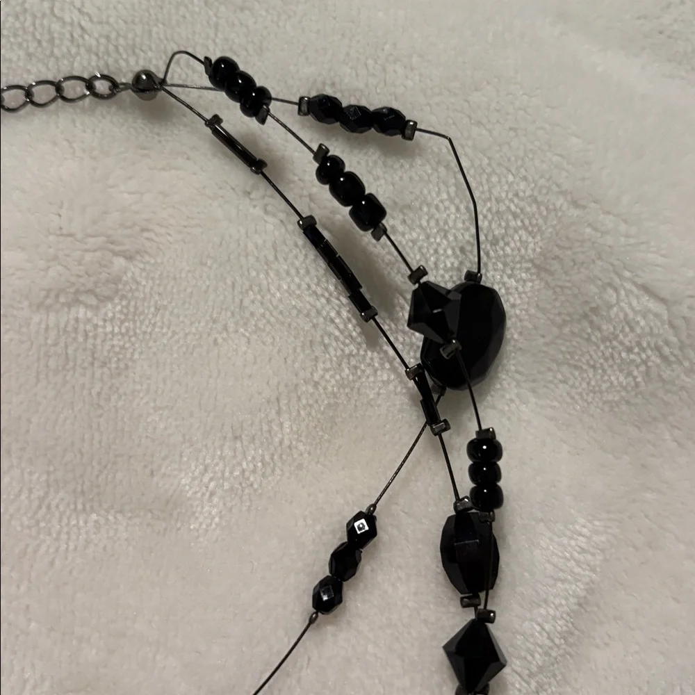 Vintage 90's New York & Company Black Bead and Wire Choker Necklace